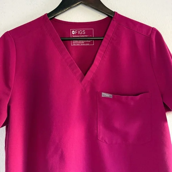 FIGS Catarina One-Pocket Scrub Top Magenta Limited Edition Size Large - Picture 4 of 7
